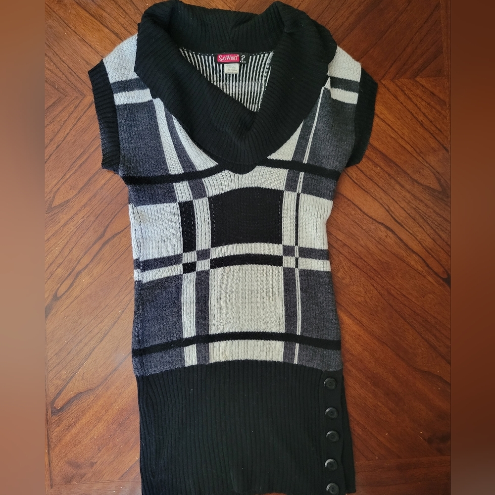 Sweater Dress Size Medium Black, Gray & White